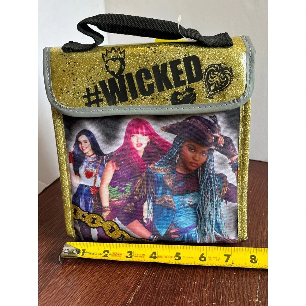 Disney Descendants 2 Insulated Lunch Bag Gold Glitter Wicked Mal Evie Uma NWT